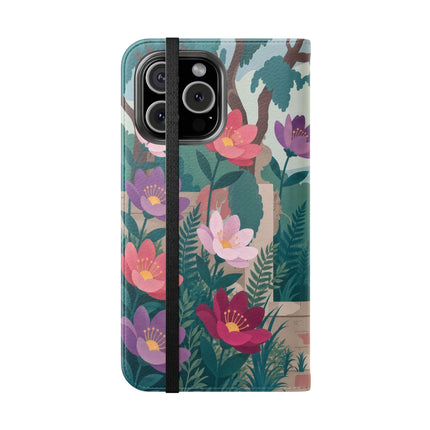 🌺🎭 The Garden Courtship Flip Case – Art Deco Floral Romance