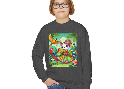 Parrot Dance of the Geisha Kitten Youth Crewneck Sweatshirt