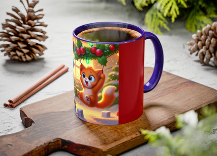 Naughty or Nice Kitten Christmas Colorful Mugs (11oz, 15oz)