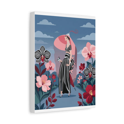 🌸🖤 The Striped Orchid Promenade Placemat – Art Deco Floral Fashion