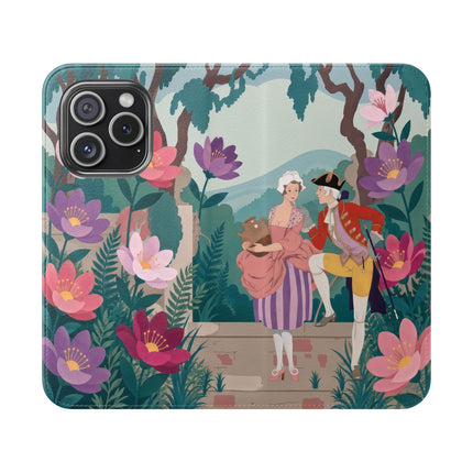 🌺🎭 The Garden Courtship Flip Case – Art Deco Floral Romance