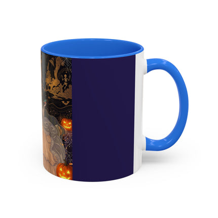 🌙🎃 The Moonlit Parlor Masquerade Colorful Mug – Elegant Halloween Romance