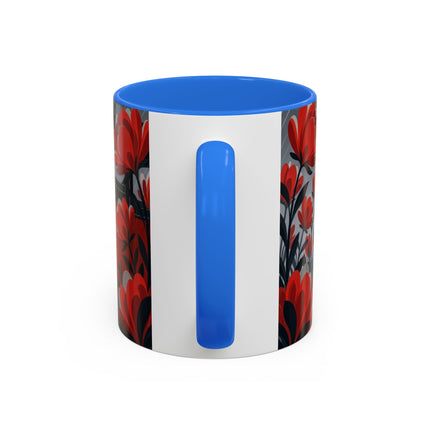 ☔🌹 The Scarlet Rainstorm Promenade Colorful Mug – Art Deco Motoring Elegance