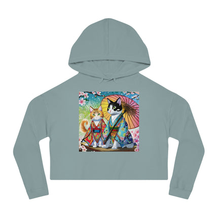 Kimono Kitties Cropped Hooded Sweatshirt