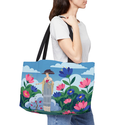 🌸🎩 The Lady Of The Grand Flower Garden Weekender Tote Bag – Art Deco Fashion Illustration
