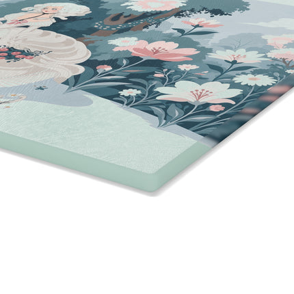 🌸📖 The Lady Of The Secret Garden Glass Cutting Board – Art Deco Floral Elegance