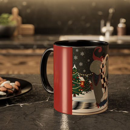 ❄️✨ The Winter Couture Promenade Colorful Mug – Art Deco Holiday Elegance
