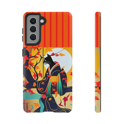Black Cat in Kimono Phone Cases