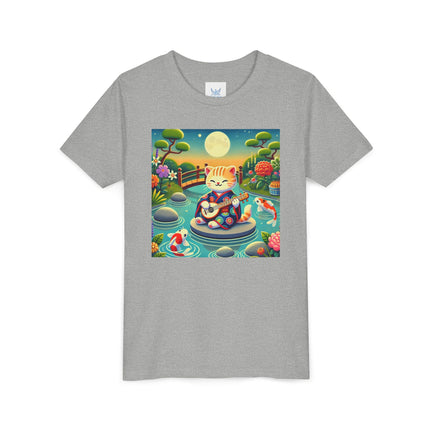 Melodic Kitten by the Koi Pond Youth Short Sleeve Tee