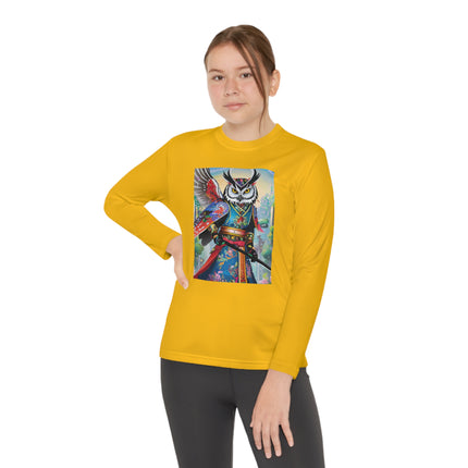 Cyberpunk Samurai Owl Youth Long Sleeve Competitor Tee – Futuristic Warrior & Neon Adventure