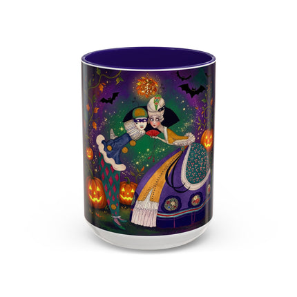 🎭🎃 The Masquerade Beneath The Pumpkin Lantern Colorful Mug – Theatrical Halloween Charm