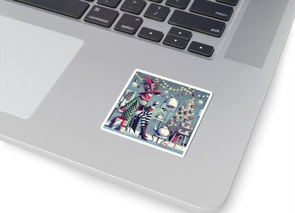 Whimsical Christmas Tea Party Kiss-Cut Stickers (4 Sizes)