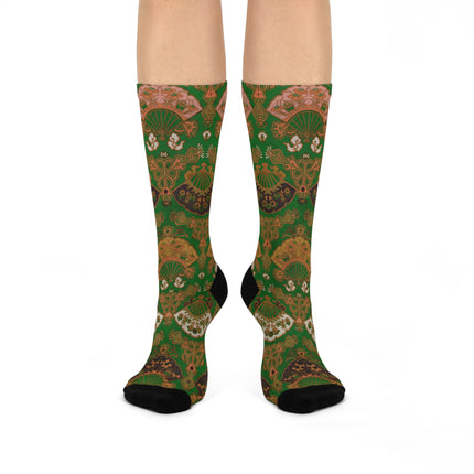 Japanese Fan Pattern by G.A. Audsley Cushioned Crew Socks
