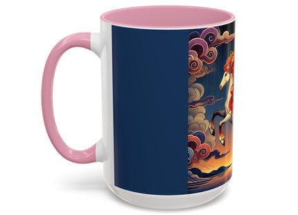 Flame-Winged Horse at Sunset Colorful Mugs (11oz, 15oz)