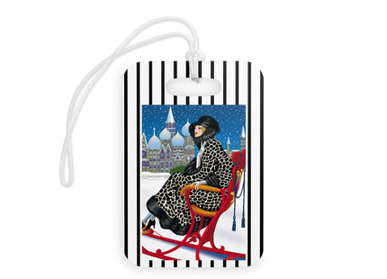 Elegant Winter Woman in Sleigh Luggage Tags