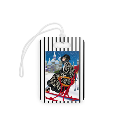 Elegant Winter Woman in Sleigh Luggage Tags