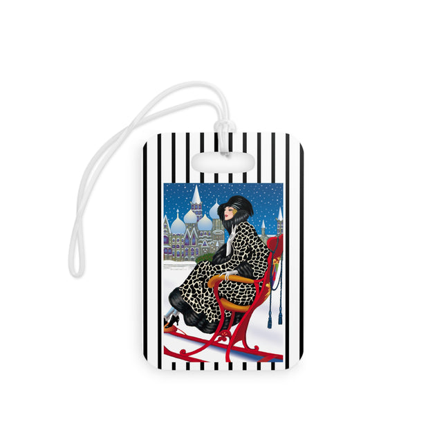Elegant Winter Woman in Sleigh Luggage Tags