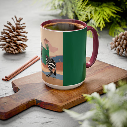 Zebra Rider Colorful Mugs – Safari Chic & Art Deco Adventure