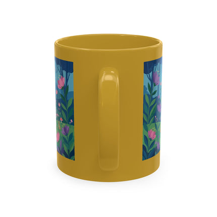 🌸☂️ The Lady Of The Enchanted Garden Stroll Ceramic Mug – Art Deco Floral Whimsy