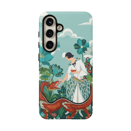 🐉🌿 The Dragon Keeper Phone Case – Art Deco Floral Fantasy