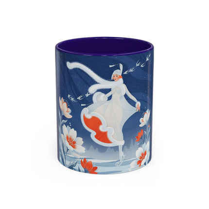 ❄️⛸️ The Winter Skater’s Flight Colorful Mug – Art Deco Floral Fantasy