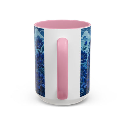💙🌸 The Sapphire Wind Dancer Colorful Mug – Art Deco Floral Fantasy