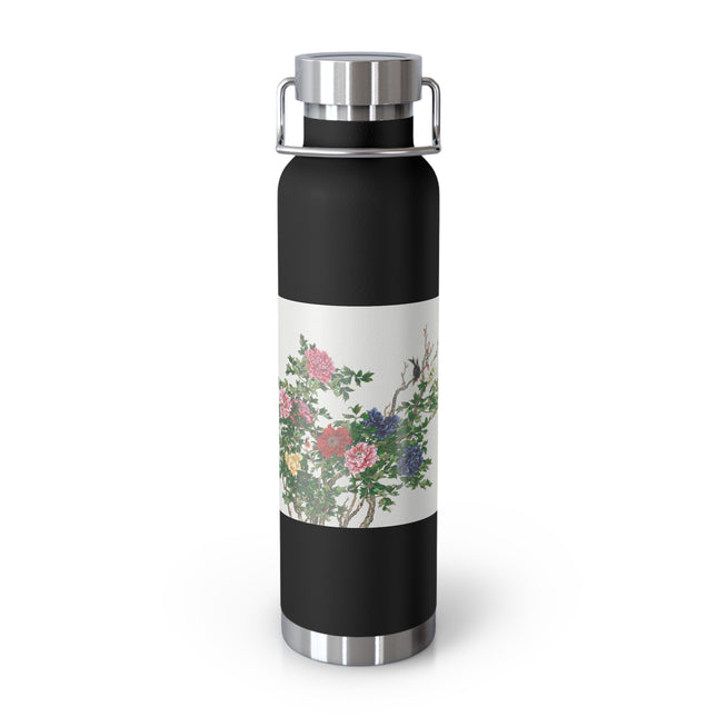 Peonies and Birds by Okamoto Shuki Copper Vacuum Insulated Bottle, 22oz
