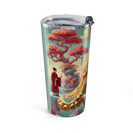 Cherry Blossom Courtesans & Crimson Crab Tumbler 20oz – Imperial Elegance & Playful Charm