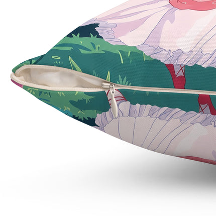 🎭🌸 The Lady Of The Secret Masquerade Square Pillow – Art Deco Garden Fantasy