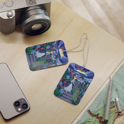 🦚🌸 The Peacock Garden Terrace Luggage Tag – Art Deco Floral Elegance