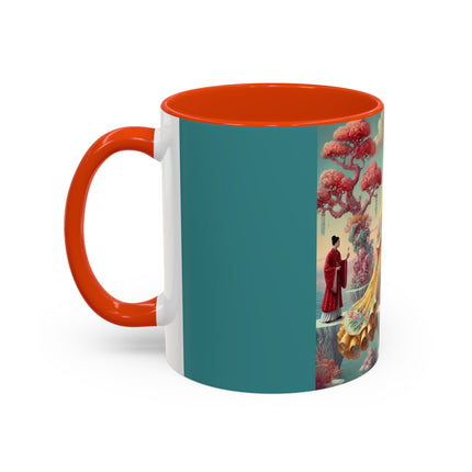 Cherry Blossom Courtesans & Crimson Crab Colorful Mug – Imperial Elegance & Playful Charm