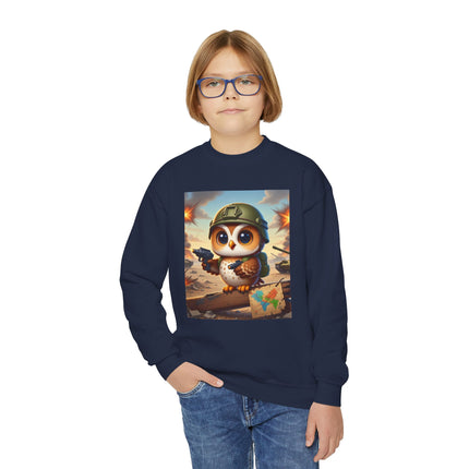 Owl on the Front Lines Youth Crewneck Sweatshirt – Courage, Wisdom & Quiet Strength