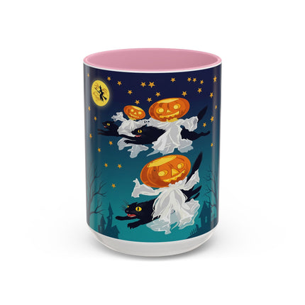 🐈‍⬛🎃 The Flying Black Cats Of Halloween Colorful Mug – Whimsical Storybook Charm