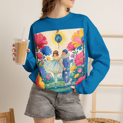 🌸🏮 The Lantern Garden Stroll Crewneck Sweatshirt – Art Deco Floral Whimsy