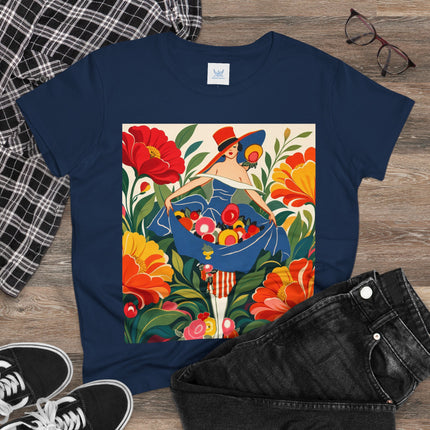 🌺🎩 The Grand Flower Market Cotton Tee – Art Deco Floral Fashion