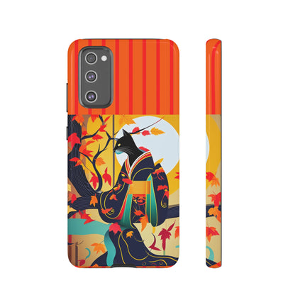Black Cat in Kimono Phone Cases
