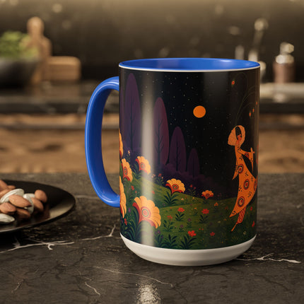 🌙🌼 The Moonlit Floral Dancer Colorful Mug – Art Deco Garden Fantasy