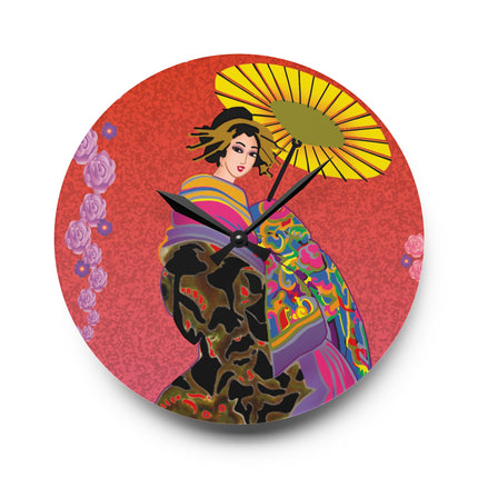 Enchanting Geisha Acrylic Wall Clock