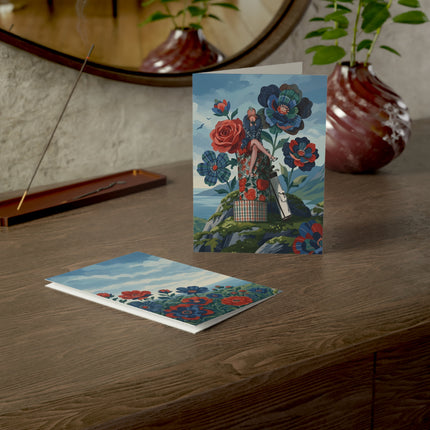 🏌️‍♀️🌹 The Lady Of The Highland Links Greeting Card – Art Deco Golf & Floral Fashion