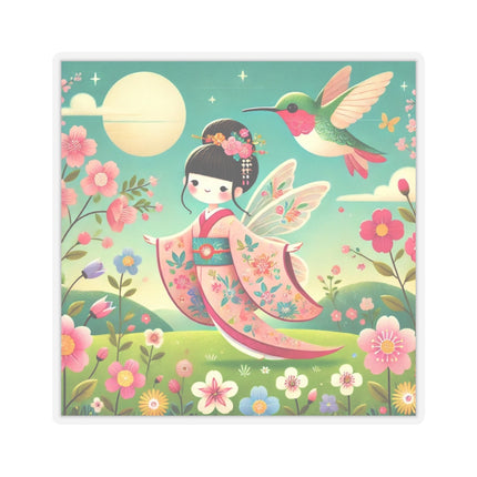 Geisha Fairy and the Hummingbird Blossom Kiss-Cut Stickers (4 Sizes)