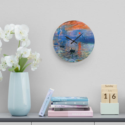 Sunrise by Claude Monet Acrylic Wall Clock, Round and Square