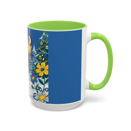 💙🌼 The Bluebell Christmas Promenade Colorful Mug – Art Deco Holiday Fantasy