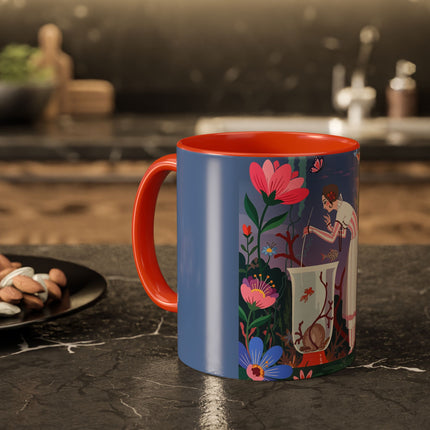 The Lady Of The Enchanted Aquarium Colorful Mugs – Art Deco Aquatic Elegance