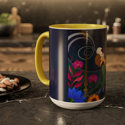 The Lady Of The Starlit Candles Colorful Mugs – Art Deco Theatrical Romance
