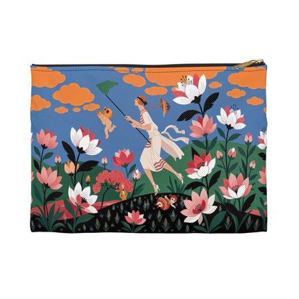 🪁🌺 The Lady Of The Flying Garden Accessory Pouch – Art Deco Floral Fantasy