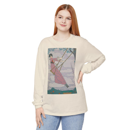 La balançoire by Georges Lepape Garment-dyed Long Sleeve T-Shirt