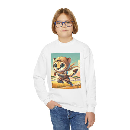 Swift Cheetah Youth Crewneck Sweatshirt – Speed, Energy & Adventure