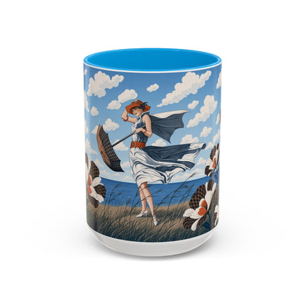 🌊🌼 The Windswept Seaside Promenade Colorful Mug – Art Deco Coastal Elegance
