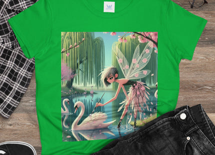 A Fairy Painting a Swan Cotton Tee