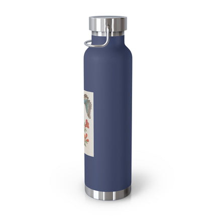Blue Butterflies and Pomegranate by Maria Sibylla Merian Copper Vacuum Insulated Bottle, 22oz